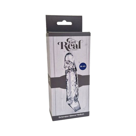 Extensión medio transparente de 16 cm para cabello GET REAL, muestra la textura y longitud del producto.