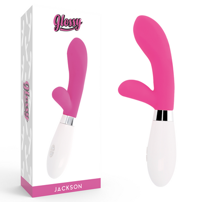 Conejito rosa GLOSSY Jackson Rabbit, peluche suave y brillante, ideal para decorar o regalar.