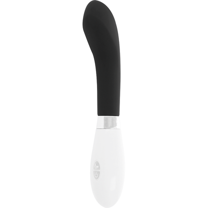 Vibrador negro GLOSSY JOHN con acabado brillante y diseño ergonómico para uso personal.