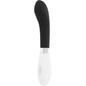 Vibrador negro GLOSSY JOHN con acabado brillante y diseño ergonómico para uso personal.
