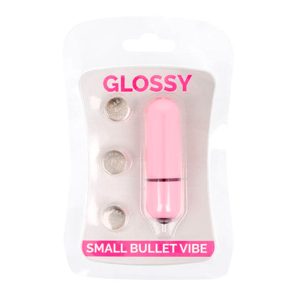 Vibrador pequeño rosa GLOSSY, con acabado brillante y compacto, diseñado para estimulación personal.