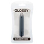Vibrador negro delgado de la marca GLOSSY con acabado brillante, diseñado para estimulación precisa y comodidad.