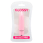 Vibrador rosa delgado de la marca GLOSSY con acabado brillante, diseñado para estimulación íntima femenina.