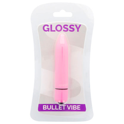 Vibrador fino de color rosa intenso de la marca Glossy, con acabado brillante y diseño elegante para placer personal.