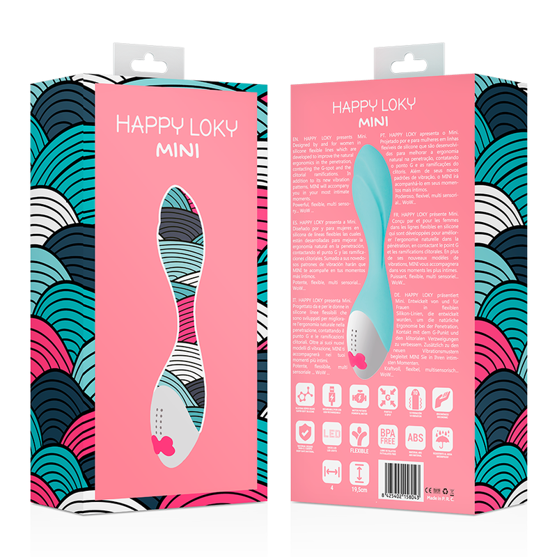 Vibrador mini divertido de la marca HAPPY LOKY, con diseño compacto y color vibrante para uso personal.