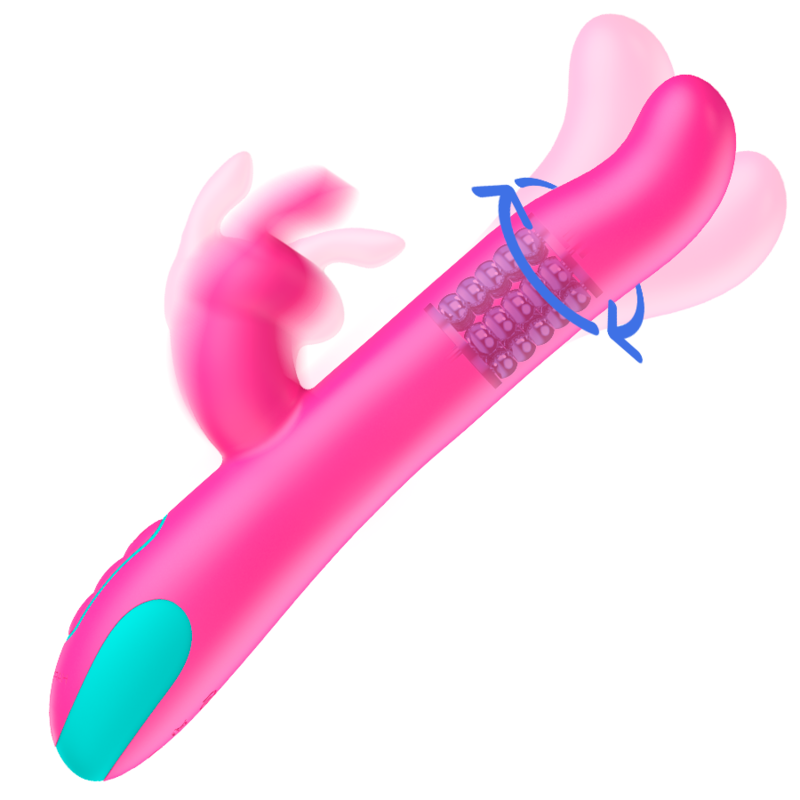 Vibrador y rotador con tecnología inalámbrica WatchMe de la marca HAPPY LOKY, modelo Pluto con diseño de conejo.