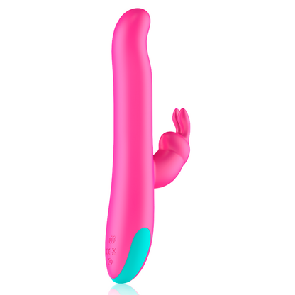 Vibrador y rotador con tecnología inalámbrica WatchMe de la marca HAPPY LOKY, diseño en forma de conejo para placer.