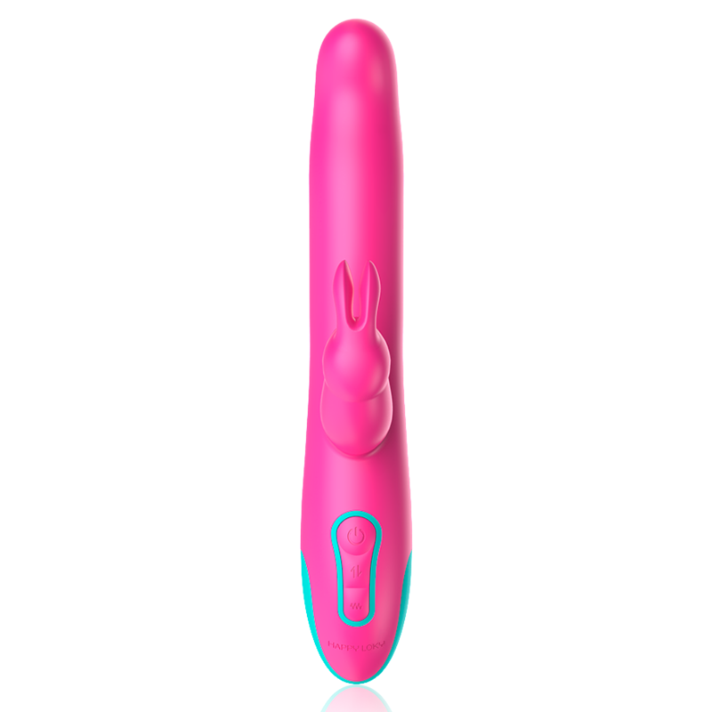 Vibrador y rotador con tecnología inalámbrica WatchMe de la marca Happy Loky, diseño en forma de conejo Pluto.