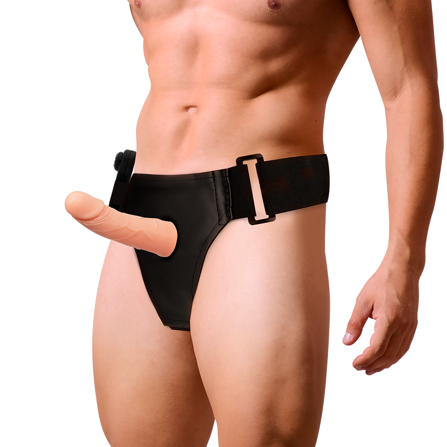 Arnés HUECO MARCOS de HARNESS ATTRACTION con vibrador de 15 cm y 5 cm, diseñado para uso íntimo y placer.