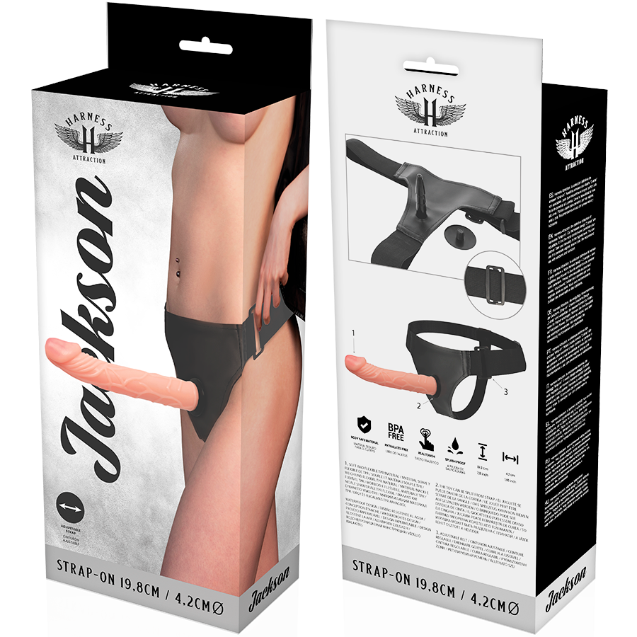 Arnés JACKSON de HARNESS ATTRACTION, tamaño 19.8 cm por 4.2 cm, con correa ajustable para mascotas.