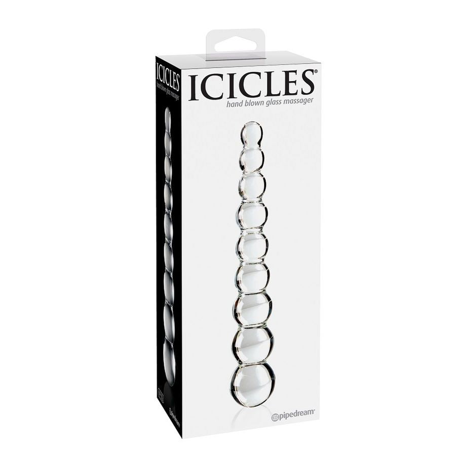 ICICLES N. 2 glass massager featuring a smooth, sleek design with a curved shape for targeted massage therapy.