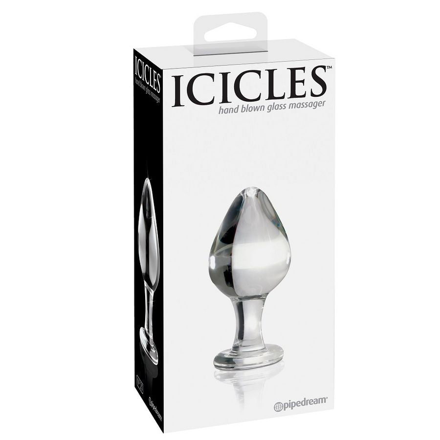 ICICLES N. 25 glass massager with a smooth, curved design, showcasing its elegant shape and clear glass material.