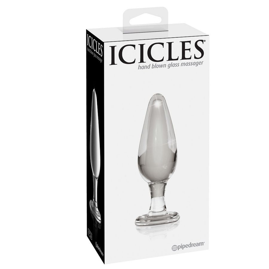 ICICLES N. 26 glass massager with a sleek design and smooth curves, showcasing its elegant craftsmanship and transparency.