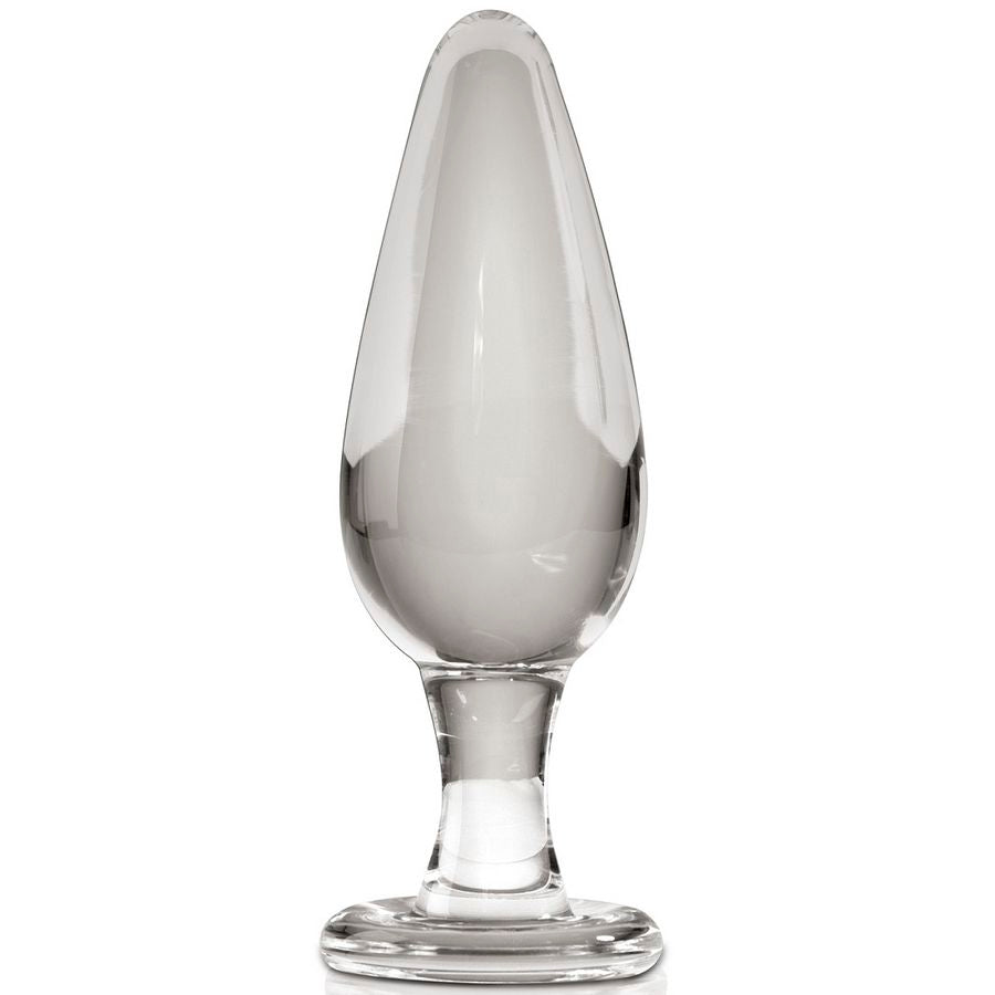 Clear glass ICICLES N. 26 massager with smooth curves, designed for sensual pleasure and relaxation.