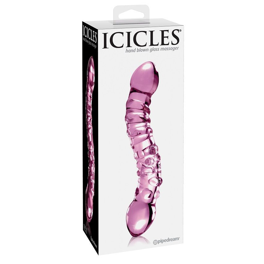ICICLES N. 55 glass massager with a sleek design and smooth surface, showcasing its elegant curves and clarity.