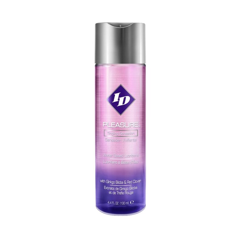 Lubricante excitante ID PLEASURE en botella de 130 ml, con textura suave y efecto estimulante para mayor placer.