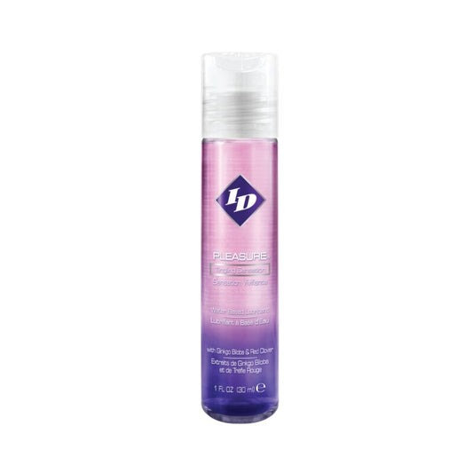 Lubricante excitante ID PLEASURE de 30 ml, botella con tapa, ideal para mayor comodidad y placer en momentos íntimos.