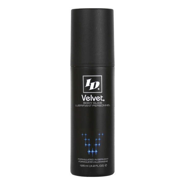 ID VELVET premium silicone lubricant in a 125 ml bottle with a sleek design and easy-to-use cap.