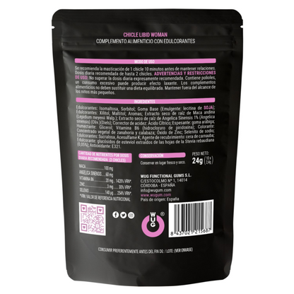 Chicle LIBID WOMAN – Chicle funcional con Maca, Ginseng Femenino y Zinc para potenciar la vitalidad femenina