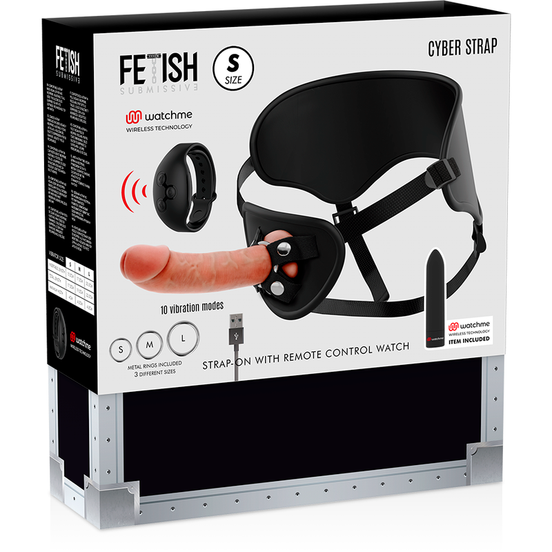 FETISH SUBMISSIVE CYBER STRAP - ARNÉS CON DILDO Y BALA CONTROL REMOTO TECNOLOGÍA WATCHME S
