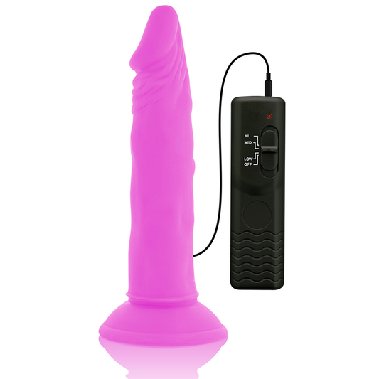 DIVERSIA - DILDO REALÍSTICO FLEXIBLE CON VIBRACIÓN LILA 23 CM -O- 4.3 CM