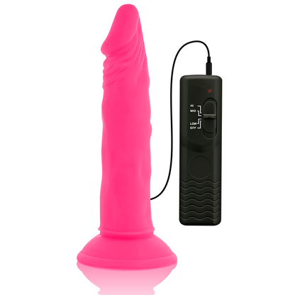 DIVERSIA - DILDO REALÍSTICO FLEXIBLE CON VIBRACIÓN ROSA 23 CM -O- 4.3 CM