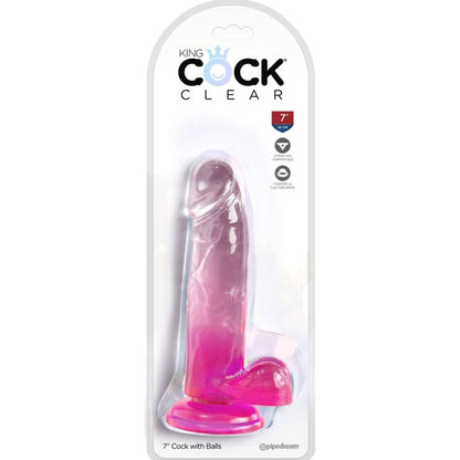 KING COCK - CLEAR PENE REALÍSTICO CON TESTÍCULOS 15.2 CM ROSA