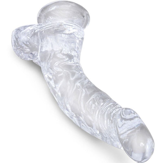 KING COCK - CLEAR PENE REALÍSTICO CURVADO CON TESTÍCULOS 16.5 CM TRANSPARENTE