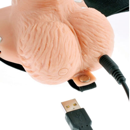 FETISH FANTASY SERIES - ARNÉS AJUSTABLE CONTROL REMOTO PENE REALÍSTICO CON TESTÍCULOS RECARGABLE Y VIBRADOR 15 CM