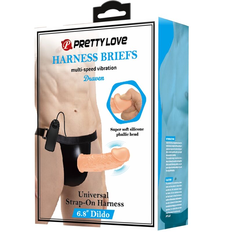 PRETTY LOVE - HARNESS BRIEFS CON VIBRACIÓN DILDO INCLUIDO