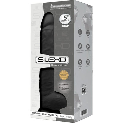 SILEXD - MODELO 1 PENE REALÍSTICO SILICONA PREMIUM SILEXPAN NEGRO 38 CM