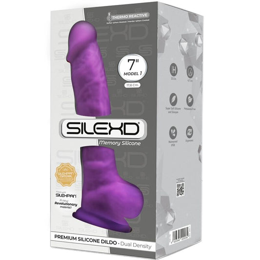 SILEXD - MODELO 1 PENE REALÍSTICO SILICONA PREMIUM SILEXPAN VIOLETA 17.5 CM