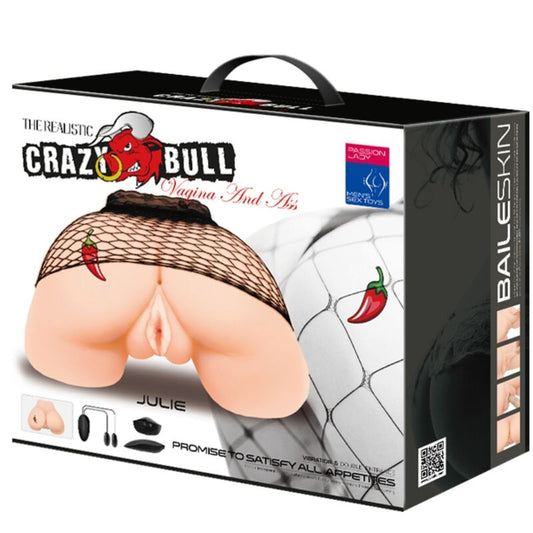 CRAZY BULL - VAGINA Y ANO CON MALLA REALISTA CON VIBRACIÓN