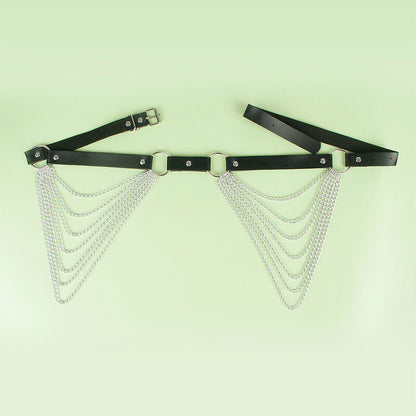 SUBBLIME - CINTURÓN DE CADENAS CUERO NEGRO TALLA ÚNICA