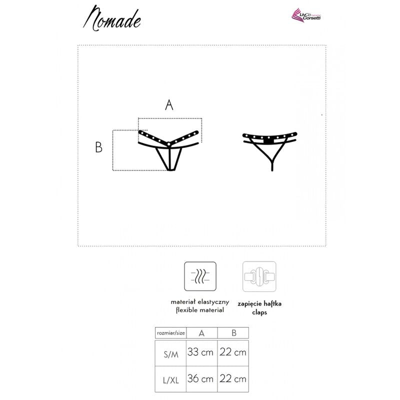 Tanga sin costuras LIVCO CORSETTI NOMADE en negro, sin entrepierna, talla S/M, con diseño elegante y ajustado