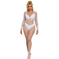 SUBBLIME - 952396 BODYSTOCKING DE REJILLA CON DIAMANTES MANGA LARGA BLANCO TALLA ÚNICA