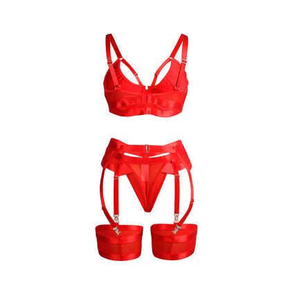 SUBBLIME - 955267 SET SUJETADOR CON LIGUERO BONDAGE ROJO L/XL