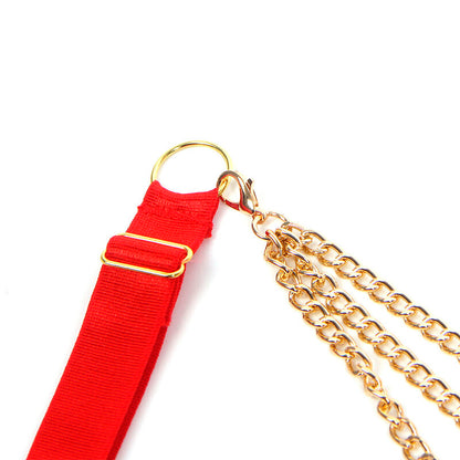 SUBBLIME - 955526 CONJUNTO SUJETADOR CON CADENAS Y CORAZÓN DE MALLA ROJO L/XL