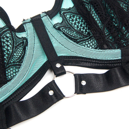 SUBBLIME - 955564 CONJUNTO SUJETADOR CON CREMALLERA DE MALLA DE CHAROL VERDE L/XL