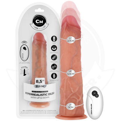 COCK MILLER - DILDO HIPERREALÍSTICO CON VENTOSA Y THRUSTING CON CONTROL REMOTO 21,5 CM