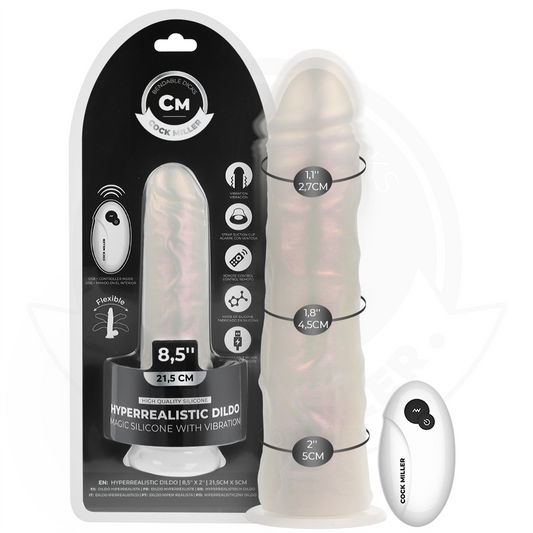 COCK MILLER - DILDO SILICONA 21,5 CM , LUCES Y VIBRACIÓN CON CONTROL REMOTO