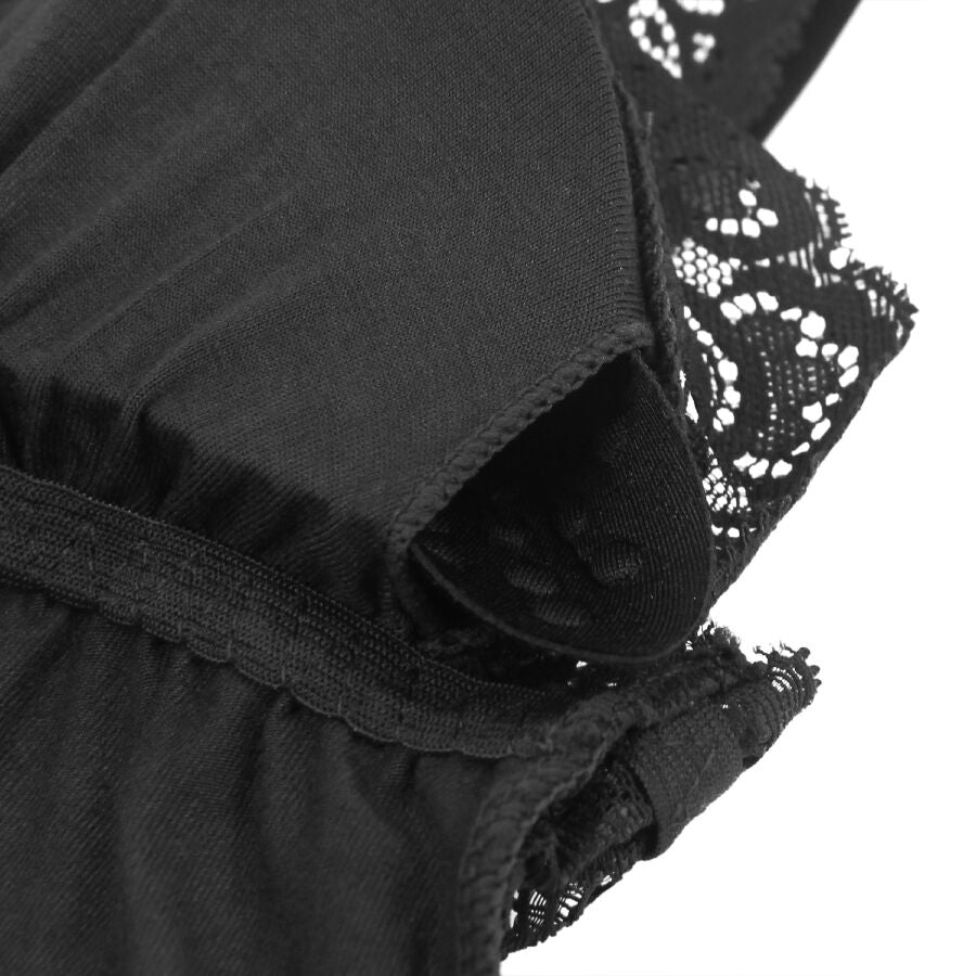 SUBBLIME - TEDDY DETALLE ENCAJE FLORAL NEGRO L/XL