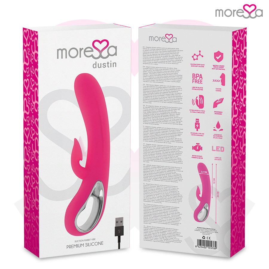 MORESSA - DUSTIN SUCCIONADOR CLITORIAL Y POTENTE VIBRACIÓN PREMIUM SILICONE RECARGABLE