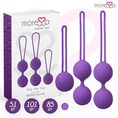 MORESSA - OSIAN SET Osian One; 51 Gr / Osian Two; 101 Gr / Osian Three 85 gr PREMIUM SILICONA LILA