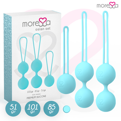 MORESSA - OSIAN SET Osian One; 51 Gr / Osian Two; 101 Gr / Osian Three 85 gr PREMIUM SILICONA TURQUESA