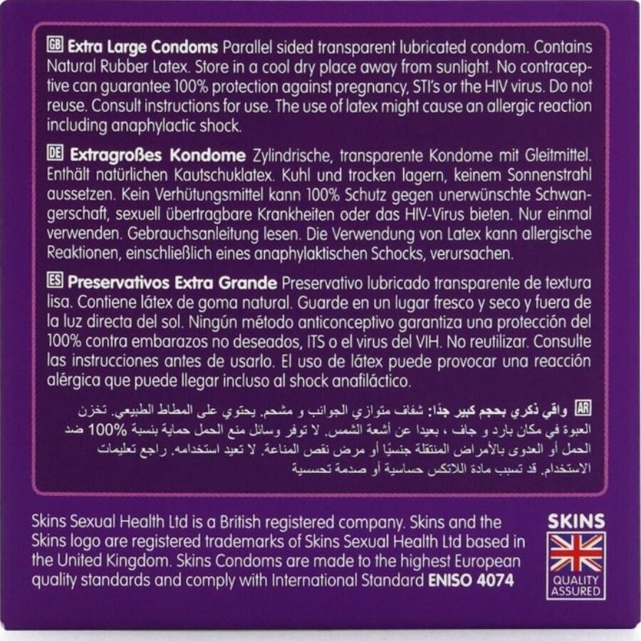 SKINS - TAMAÑO XL PRESERVATIVOS PREMIUM PACK 4