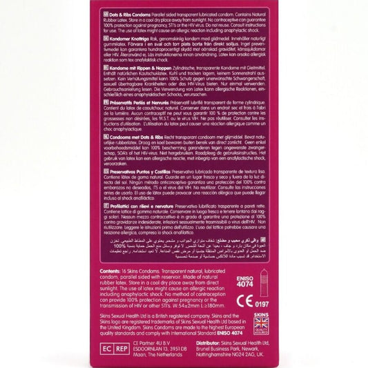 SKINS - DOTS & RIBS PRESERVATIVOS PREMIUM PACK 16