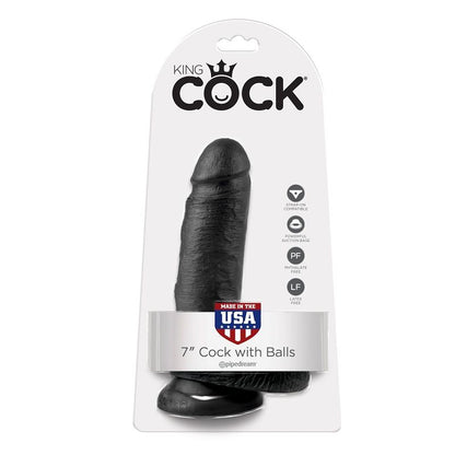 KING COCK - 7 PENE REALÍSTICO NEGRO 17.8 CM