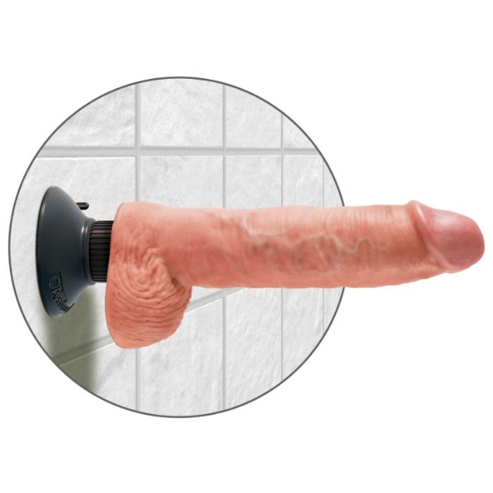 KING COCK - DILDO VIBRADOR CON TESTÍCULOS 25.5 CM COLOR NATURAL