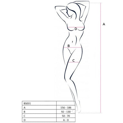 PASSION - WOMAN BS031 BODYSTOCKING BLANCO TALLA ÚNICA